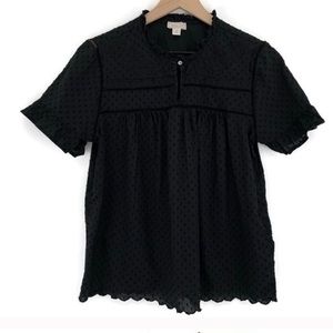 Jcrew Point Sur Ruffle Sleeve Embroidered top